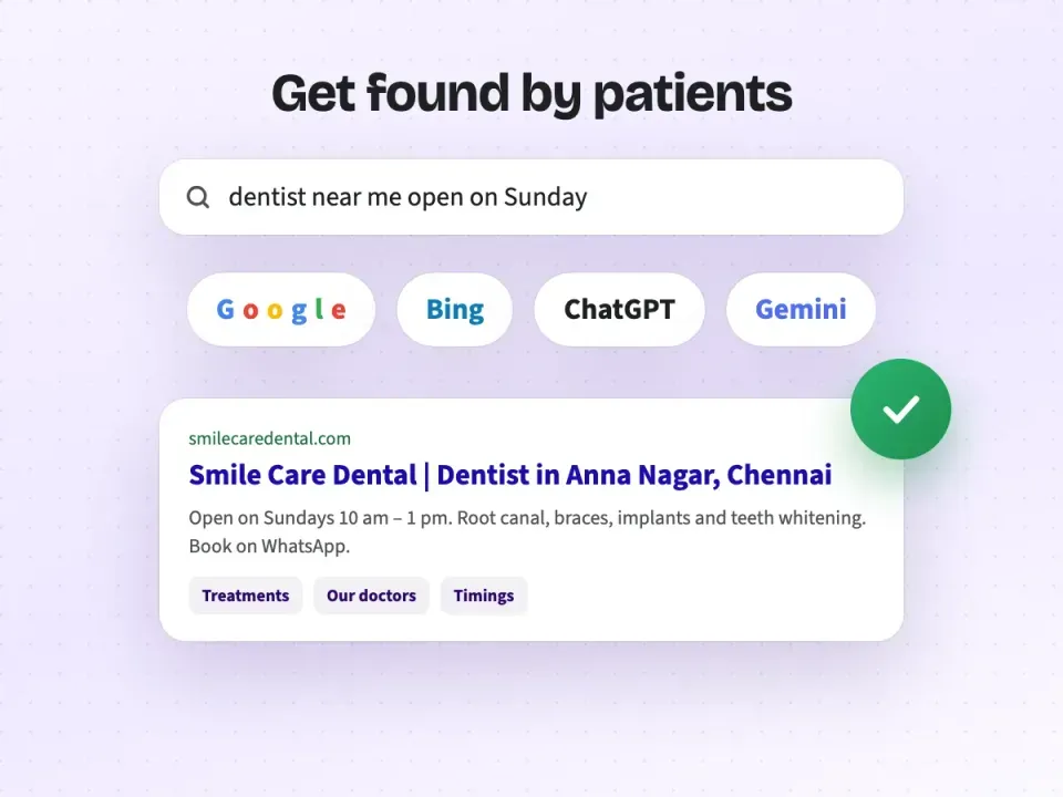 A dental clinic showing up for "dentist near me" on Google, Bing, ChatGPT and Gemini