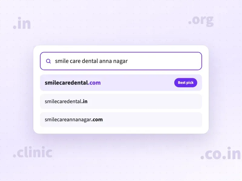Domain name ideas for a dental clinic in Anna Nagar