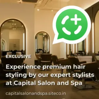 A WhatsApp Status post for a salon, with the WhatsApp Status icon