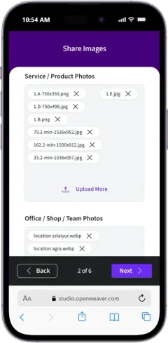 Upload product and shop photos, and AI matches them to your services