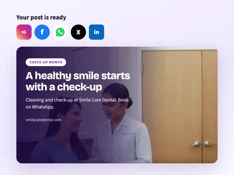 A ready social media post for a dental clinic about check-ups