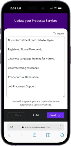 Update your products and services in a simple list