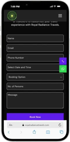 Booking form placed with the UPI Scan and Pay section