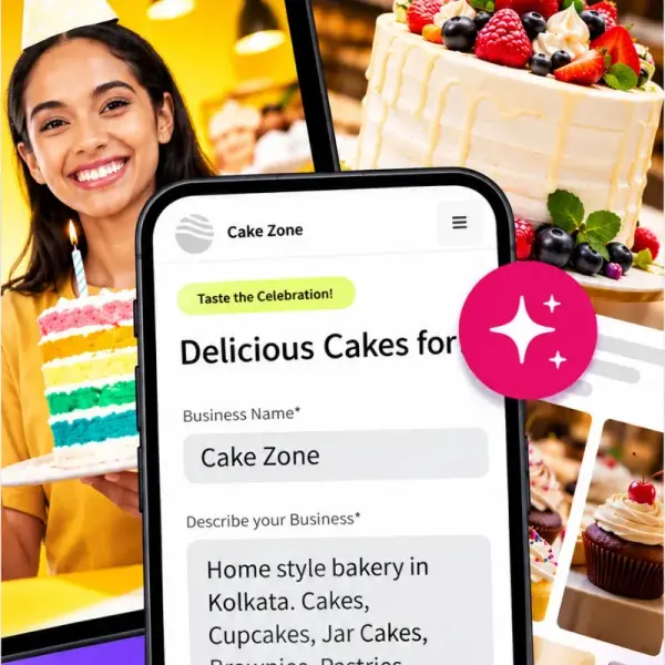 AI website builder creating a business website from a short description