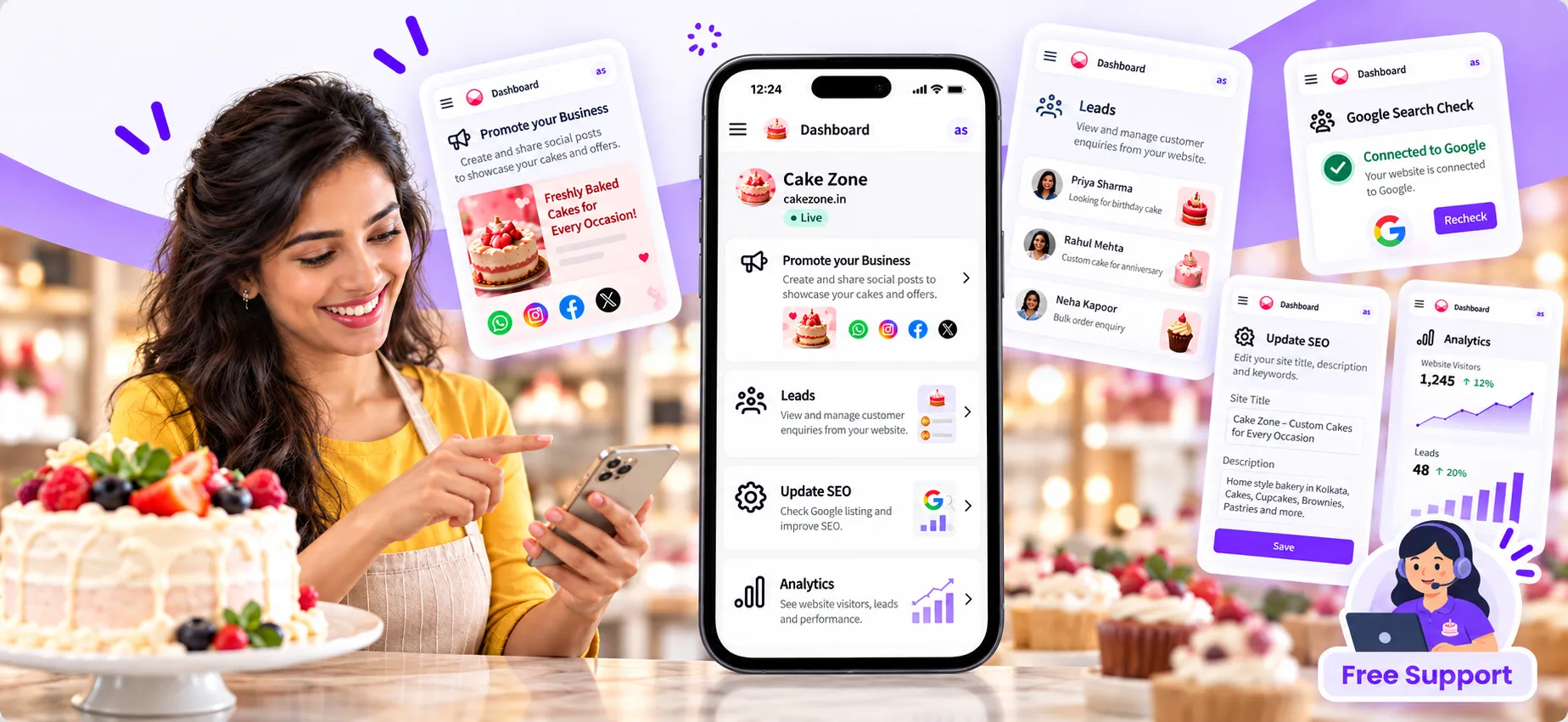 Open Weaver dashboard for SEO, Google Business Profile, leads and social marketing